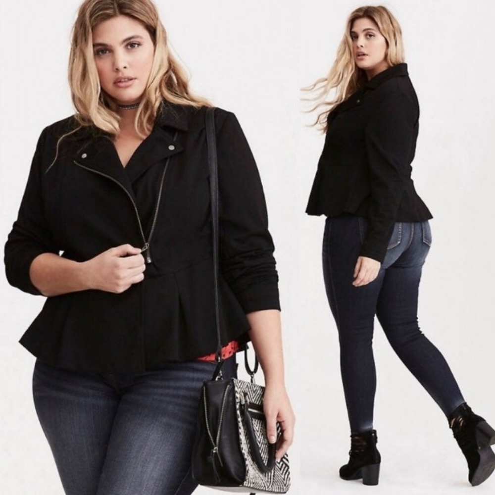 Torrid, size 3, black peplum Moto jacket